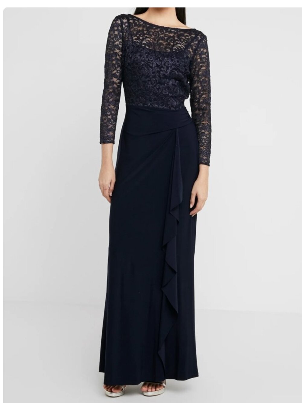 New! Lauren Ralph Lauren Navy Full Length Formal Evening Dress Women’s Size 10